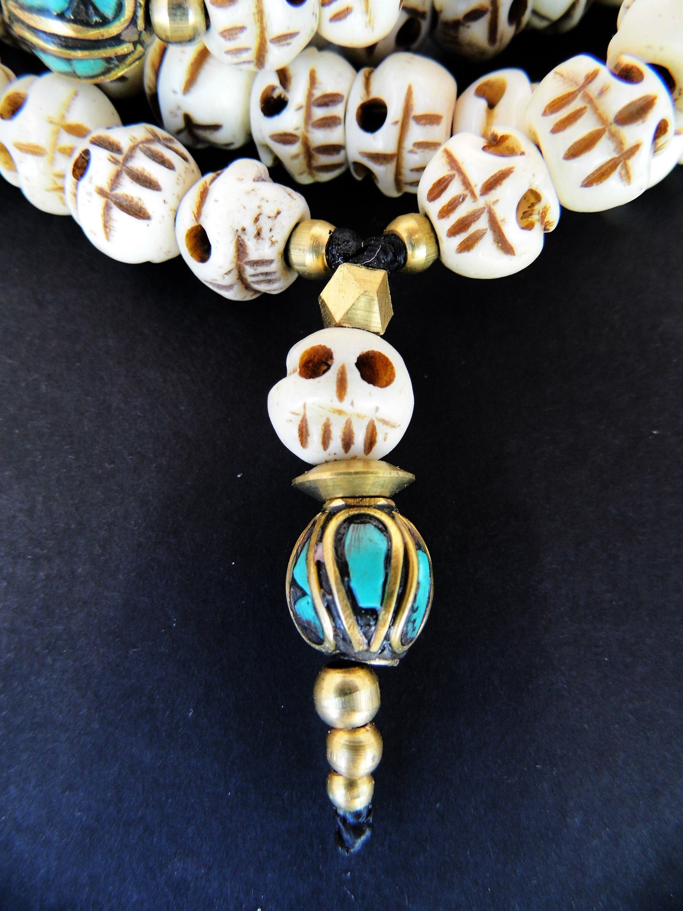 Buy Skull Beads Mala Skull Necklace Narmund Mala Skull Rosary Bone Mala for  Goddess Kali in 54 Beads, Rudraksha and Hakik/ Agate Beads Necklace Online  in India - Etsy